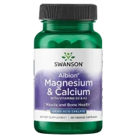 Magnesium & Calcium with Vitamins D3 & K2, (Albion®, 90 vcaps)